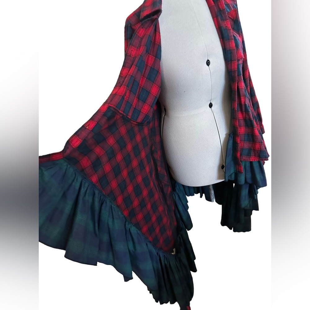 Unique plaid dress/trenchcoat in sz XL withe wide waist belt (C5) - Picture 10 of 10